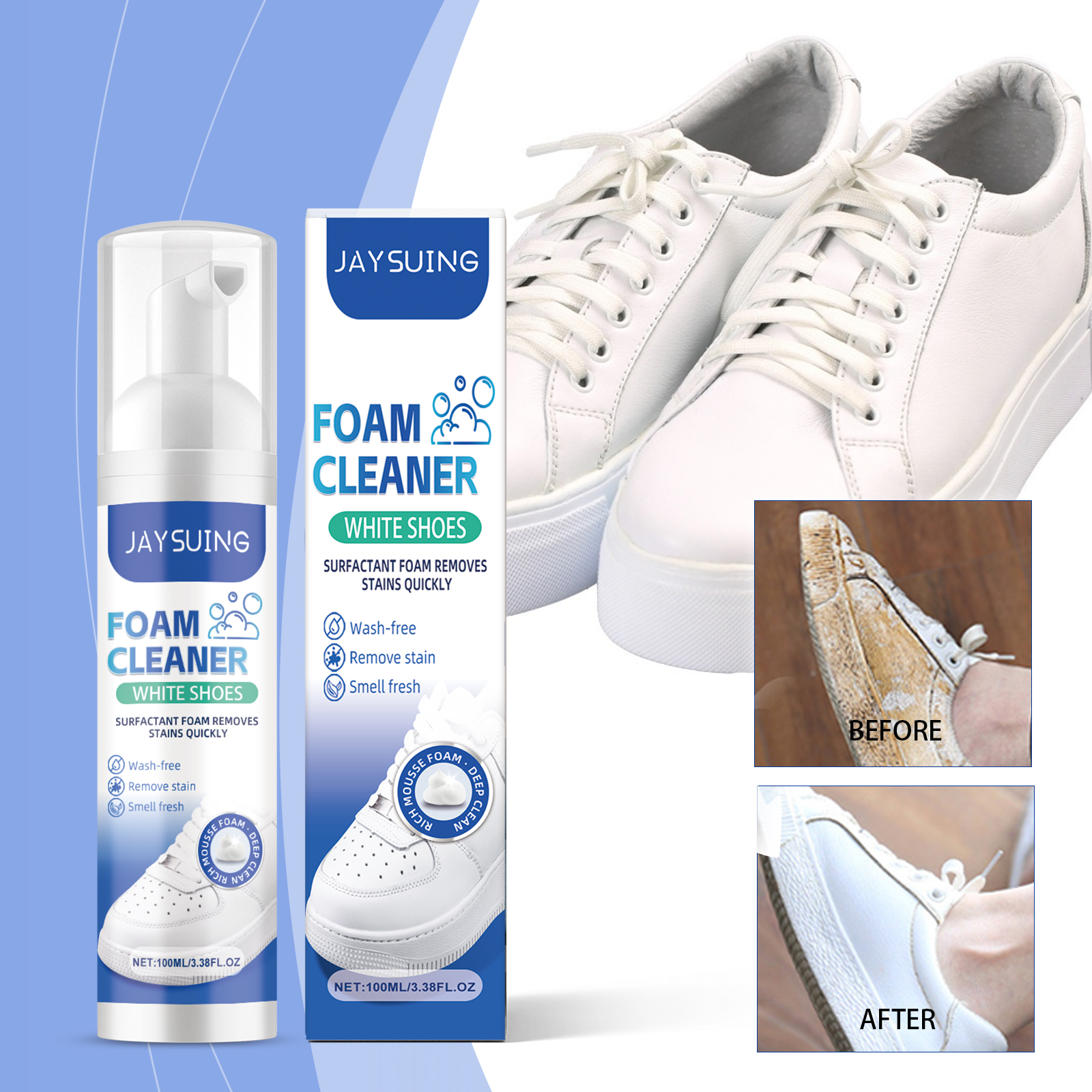 Sneaker Care Foam - White Shoes Foam Cleaner No Rinse
