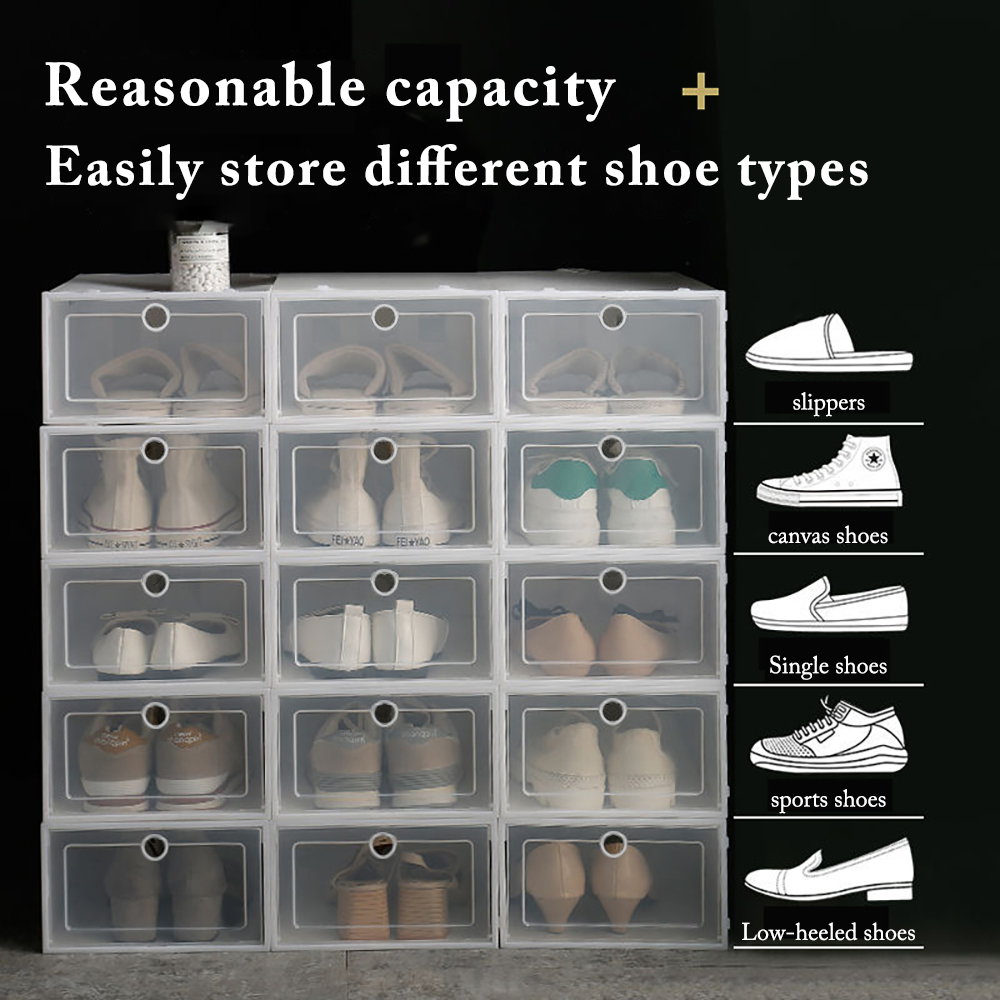 6 Pack Transparent shoe box sh - đánh giá và giá Shoe Box Display